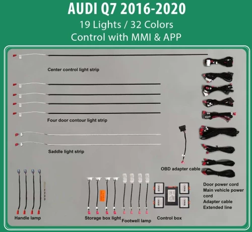 DIQ AMBIENT AUDI Q7 (4M) mod. 2016-2020 (Digital iQ Ambient Light Audi Q2 mod. 2016-2020, 19 Lights)