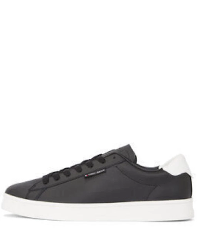 Tommy Jeans ανδρικό δερμάτινο low cupsole sneaker μαύρο EM0EM01374-BDS