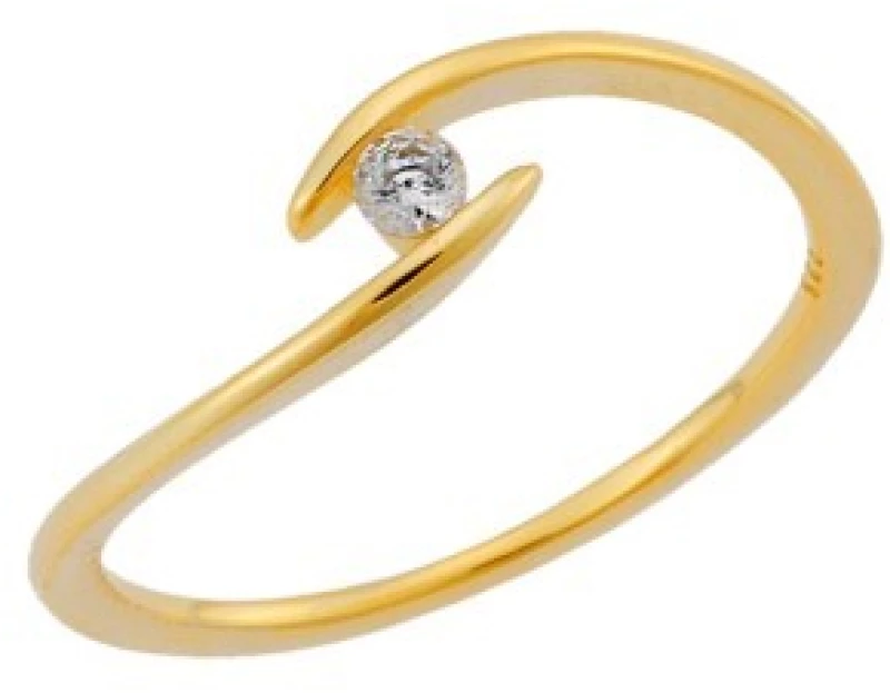 Δαχτυλίδι Γυναικείο Μονόπετρο Senza Silver 925 Gold Plated SSR3235GD