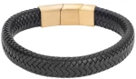 Βραχιόλι Senza Men`s Stainless Steel - Black Leather Strap SSD3261GBK