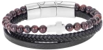 Βραχιόλι Senza Men`s Steel Black Leather Strap with Cross SSD4968BKBN