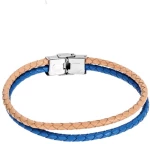Βραχιόλι Senza Men`s Steel Beige και  Light Blue Leather Strap SSD4997BGLB