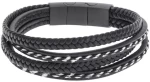 Βραχιόλι Senza Men`s Steel Black Leather Strap with Cord SSD5128BK