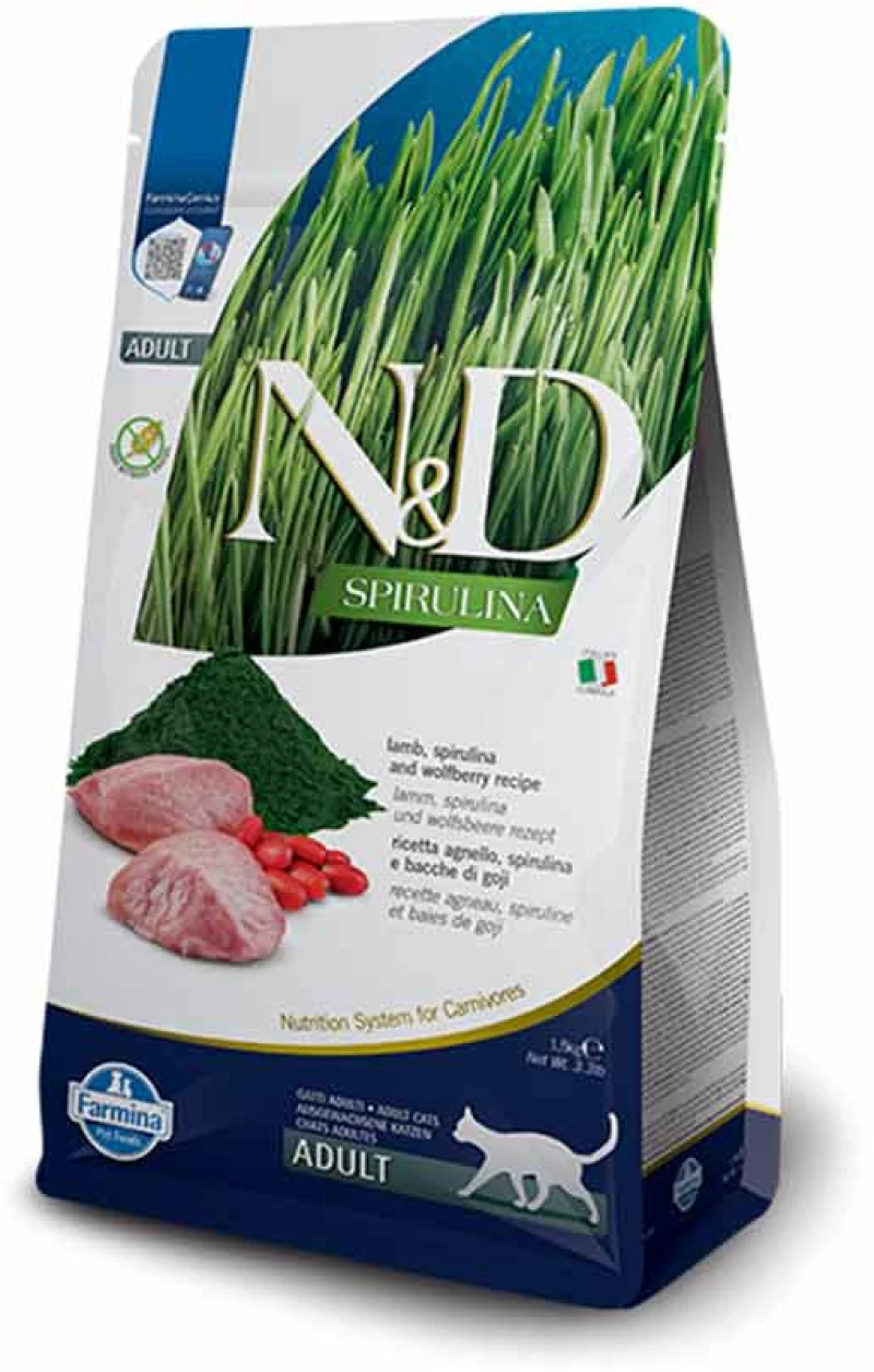 N&D Spirulina Cat Lamb & Wolfberry Αdult 1.5kg