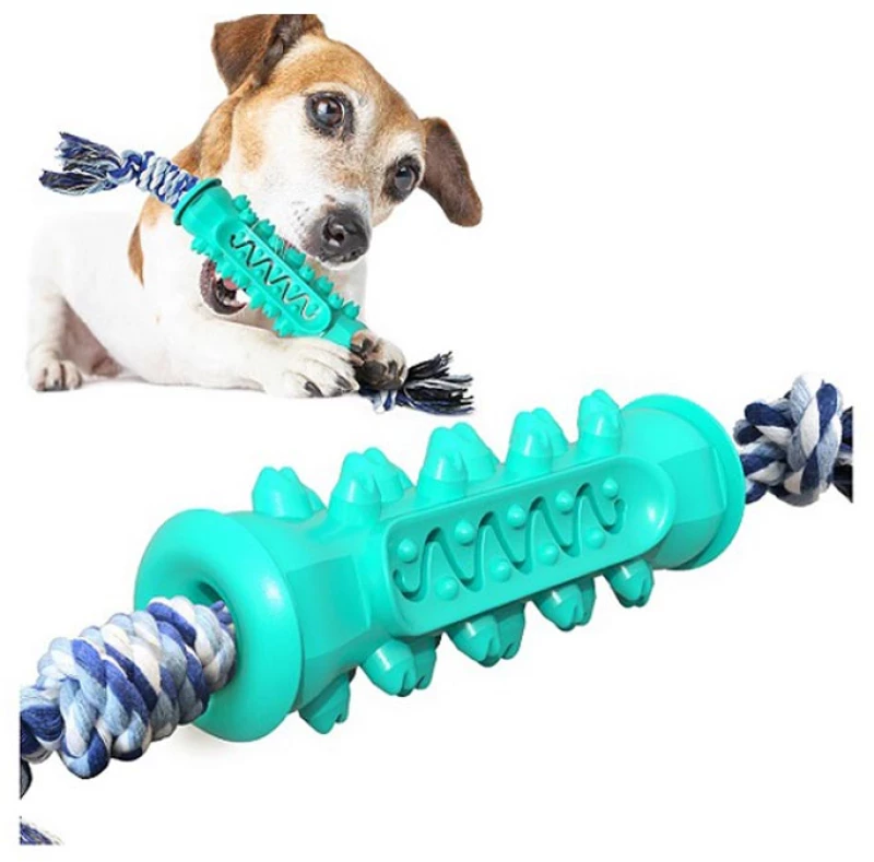 Pet Interest Soft Jagged Pet Tooth Toy W Rope Lake Blue 42x5cm