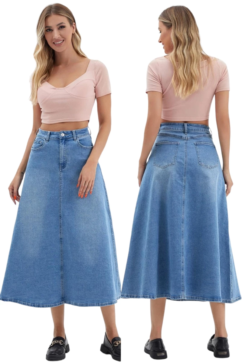 ΜΑΞΙ ΓΥΝΑΙΚΕΙΑ ΦΟΥΣΤΑ DENIM ΓΑΛΑΖΙΟ