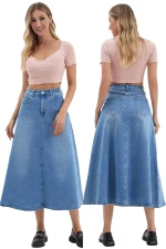 ΜΑΞΙ ΓΥΝΑΙΚΕΙΑ ΦΟΥΣΤΑ DENIM ΓΑΛΑΖΙΟ