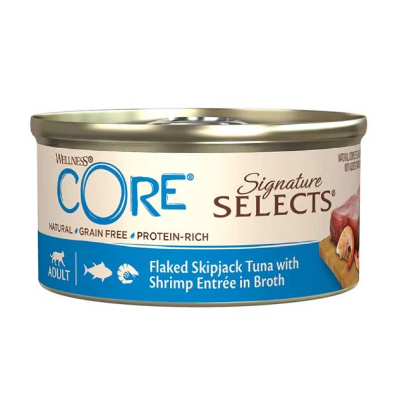 Wellness Core Signature Select Flaked Τόνος και Γαρίδα σε Ζωμό 79gr