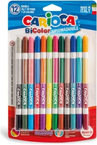 Carioca Bi-Color Πλενόμενοι Μαρκαδόροι Ζωγραφικής με Διπλή Μύτη σε 12 Χρώματα 42265