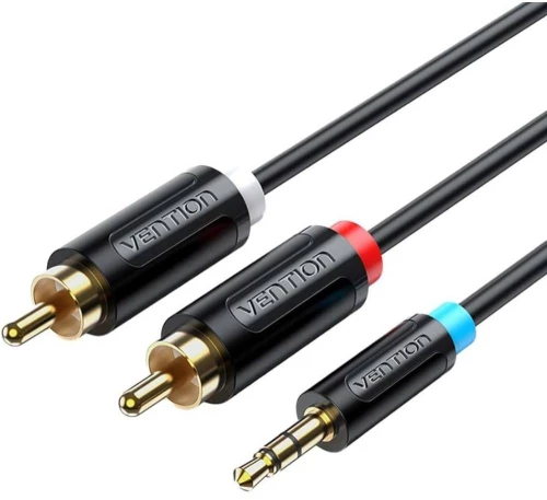 Vention 3.5mm Male to 2rca Male Cable 1m Black (Bclbf) (Venbclbf)