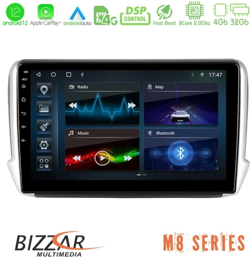 Bizzar M8 Series Peugeot 208/2008 8core Android13 4+32GB Navigation Multimedia Tablet 10"