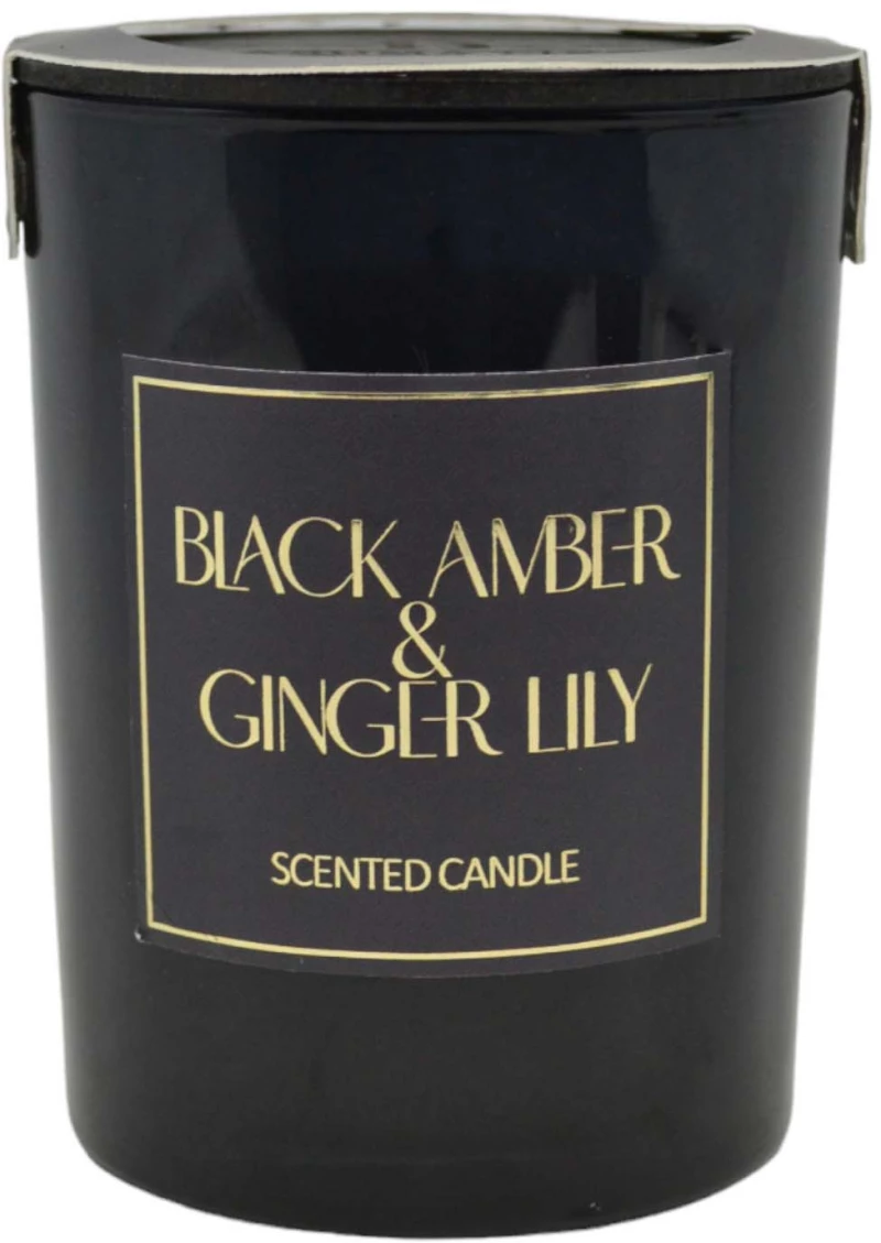 ΑΡΩΜΑΤΙΚΟ ΚΕΡΙ BLACK AMBER & GINGER LILY ΣΕ ΓΥΑΛΙΝΟ ΔΟΧΕΙΟ ΜΕ ΚΑΠΑΚΙ 8x8x10,5εκ. ANKOR