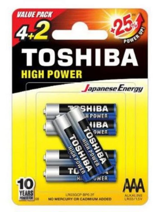 Μπαταρίες αλκαλικές Toshiba High Power LR03 AAA Valuepack 6 τεμ.