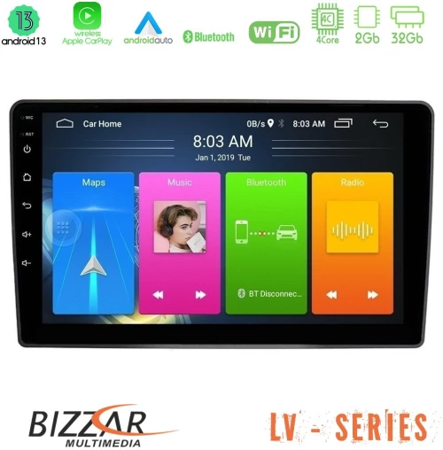 Bizzar LV Series VW Passat 4Core Android 13 2+32GB Navigation Multimedia Tablet 9"