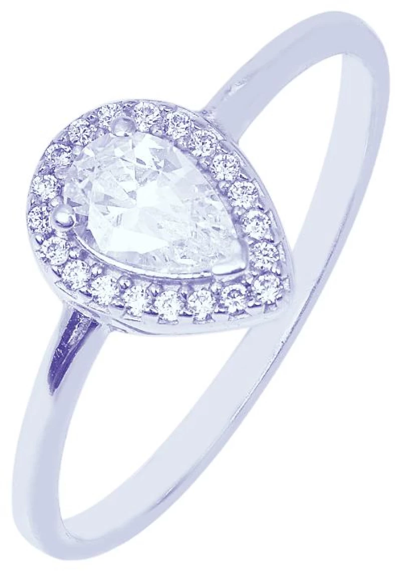 Δακτυλίδι Δάκρυ Λευκόχρυσο κ14 Ν53 με zircon Filva 52017