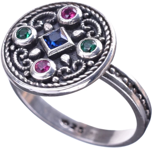 Δακτυλίδι Βυζαντινό με zircon Ασημί με zircon Ν55 ανοιγόμενο  Gatsa Δ0582