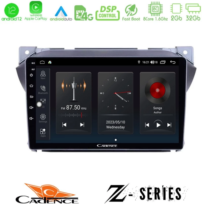 Cadence Z Series Suzuki Alto & Nissan Pixo 8core Android12 2+32GB Navigation Multimedia Tablet 9"