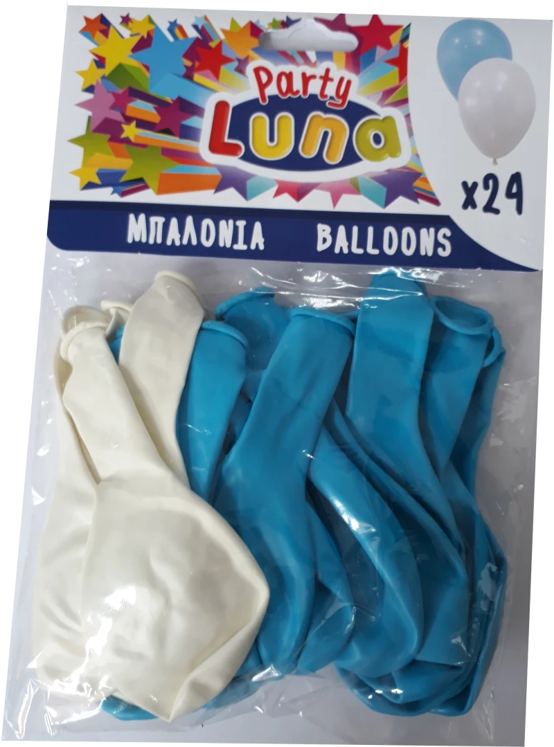 ΜΠΑΛΟΝΙΑ 24 ΤΜΧ ΣΕ ΣΑΚΟΥΛΑΚΙ ΜΠΛΕ-ΑΣΠΡΑ LUNA- 0088932