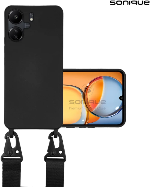 Θήκη Σιλικόνης με Strap CarryHang Sonique Xiaomi Redmi 13C 4G / Poco C65 4G Μαύρο - Sonique - Μαύρο - Poco C65 4G, Redmi 13C 4G - Θήκες Πλάτης