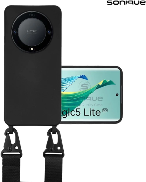 Θήκη Σιλικόνης με Strap CarryHang Sonique Honor Magic5 Lite 5G Μαύρο - Sonique - Μαύρο - Honor Magic5 Lite 5G - Θήκες Πλάτης