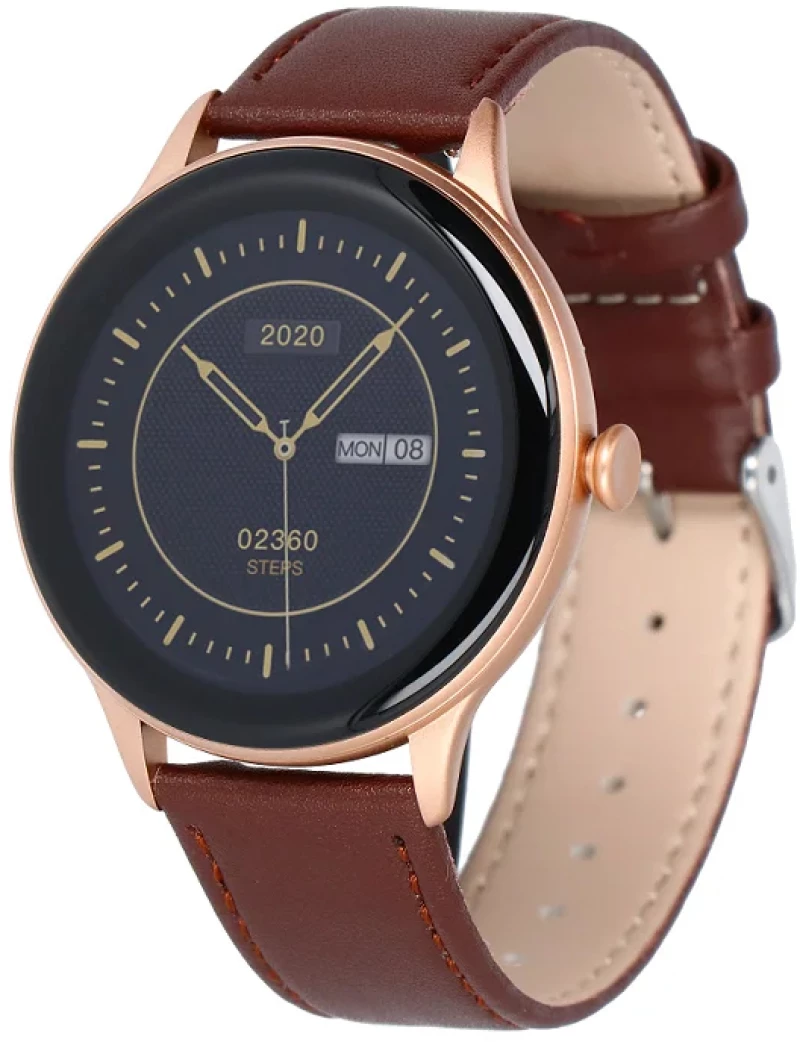 Smartwatch Maxcom FW48 Vanad Satin IP67 200mAh με 1.32” AMOLED Ecoleather Band Gold Satin