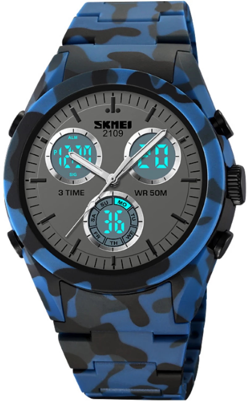 Ψηφιακό/αναλογικό ρολόι χειρός – Skmei - 2109 - Army Dark  Blue