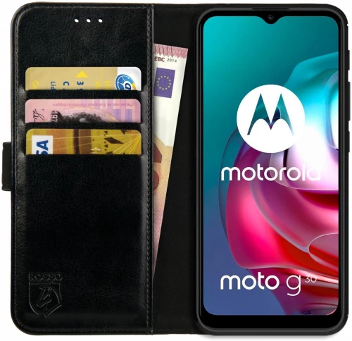 Rosso Element PU Θήκη Πορτοφόλι Motorola Moto G30 / G20 / G10 - Black (8719246312748)