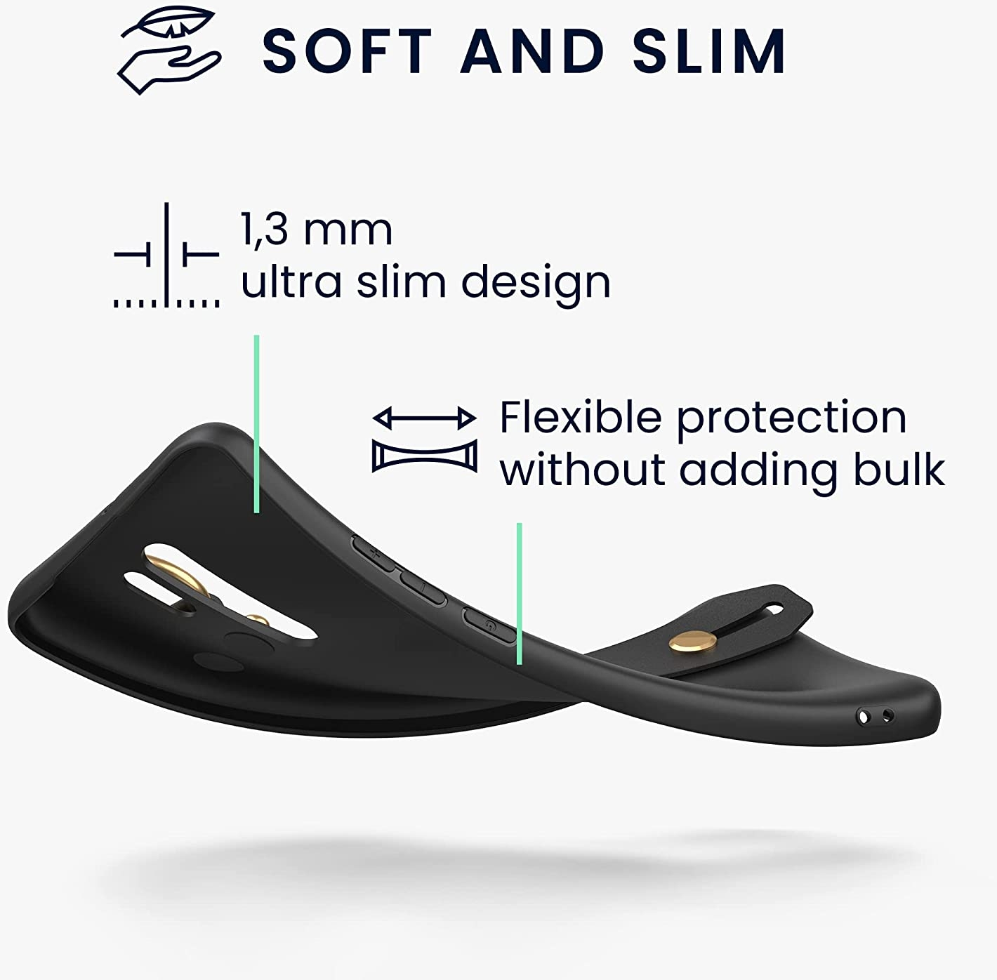 KWmobile Θήκη Σιλικόνης με Λουράκι Λαιμού και Finger Holder - Xiaomi Redmi 9 - Black (57329.01)