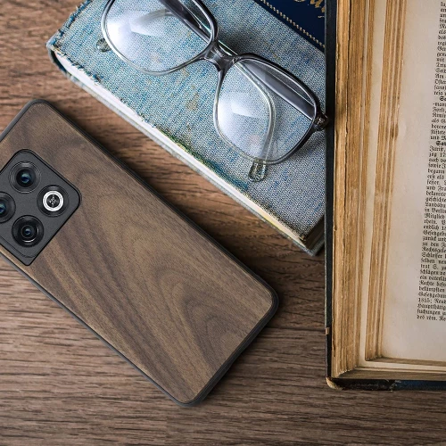 KWmobile Σκληρή Ξύλινη Θήκη με TPU Bumper - OnePlus 10 Pro - Dark Brown / Walnut (57461.18)