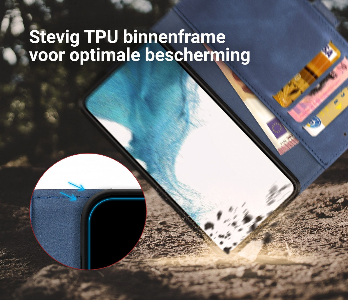 Rosso Element PU Θήκη Πορτοφόλι Samsung Galaxy S22 5G - Blue (8719246343117)