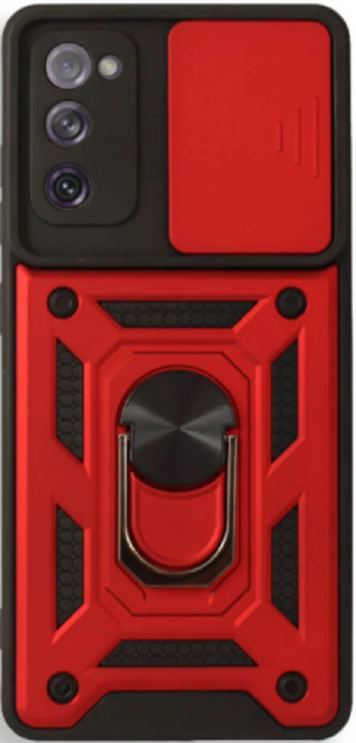 Bodycell Armor Slide - Ανθεκτική Θήκη Samsung Galaxy S20 FE με Κάλυμμα για την Κάμερα & Μεταλλικό Ring Holder - Red (5206015004827)
