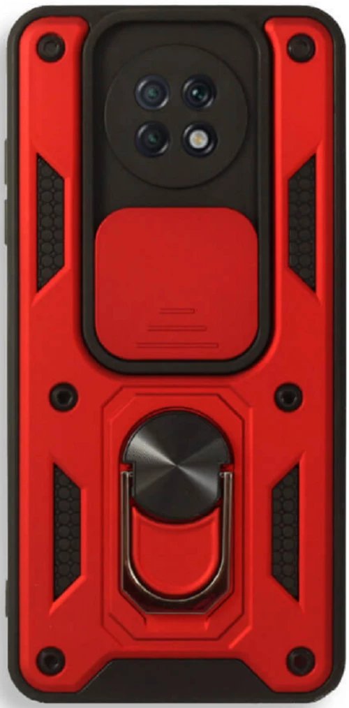Bodycell Armor Slide - Ανθεκτική Θήκη Xiaomi Redmi Note 9T 5G με Κάλυμμα για την Κάμερα & Μεταλλικό Ring Holder - Red (5206015011764)