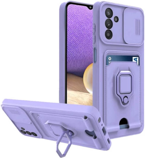 Bodycell Multifunction - Ανθεκτική Θήκη Samsung Galaxy A13 5G με Λουράκι Λαιμού / Κάλυμμα Κάμερας / Ring Holder / Υποδοχή Κάρτας - Purple (5206015004056)