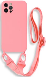 Bodycell Θήκη Σιλικόνης με Λουράκι Λαιμού - Apple iPhone 13 Pro Max - Pink (5206015000362)