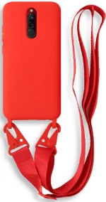 Bodycell Θήκη Σιλικόνης με Λουράκι Λαιμού - Xiaomi Redmi 8 - Red (5206015002786)