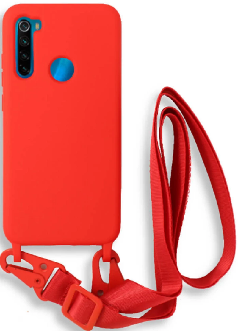 Bodycell Θήκη Σιλικόνης με Λουράκι Λαιμού - Xiaomi Redmi Note 8 / Note 8 2021 - Red (5206015002359)