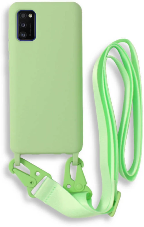 Bodycell Θήκη Σιλικόνης με Λουράκι Λαιμού - Samsung Galaxy A41 - Green (5206015001451)