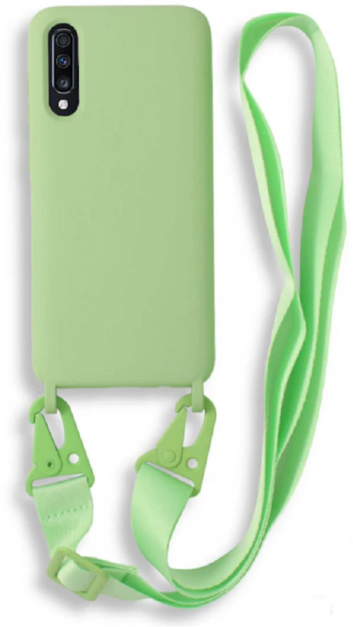 Bodycell Θήκη Σιλικόνης με Λουράκι Λαιμού - Samsung Galaxy A70 - Green (5206015001604)