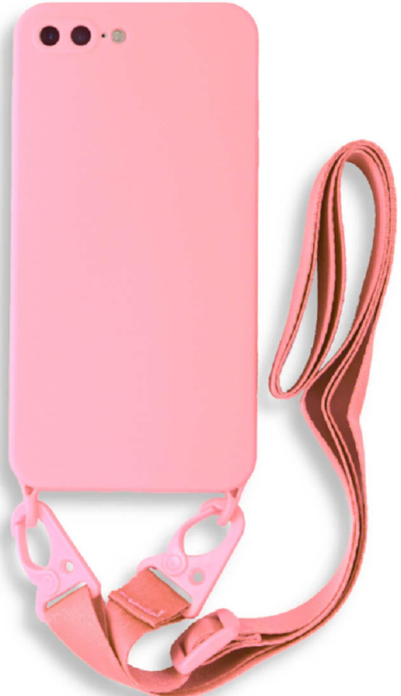 Bodycell Θήκη Σιλικόνης με Λουράκι Λαιμού - Apple iPhone 8 Plus / 7 Plus - Pink (5206015000393)