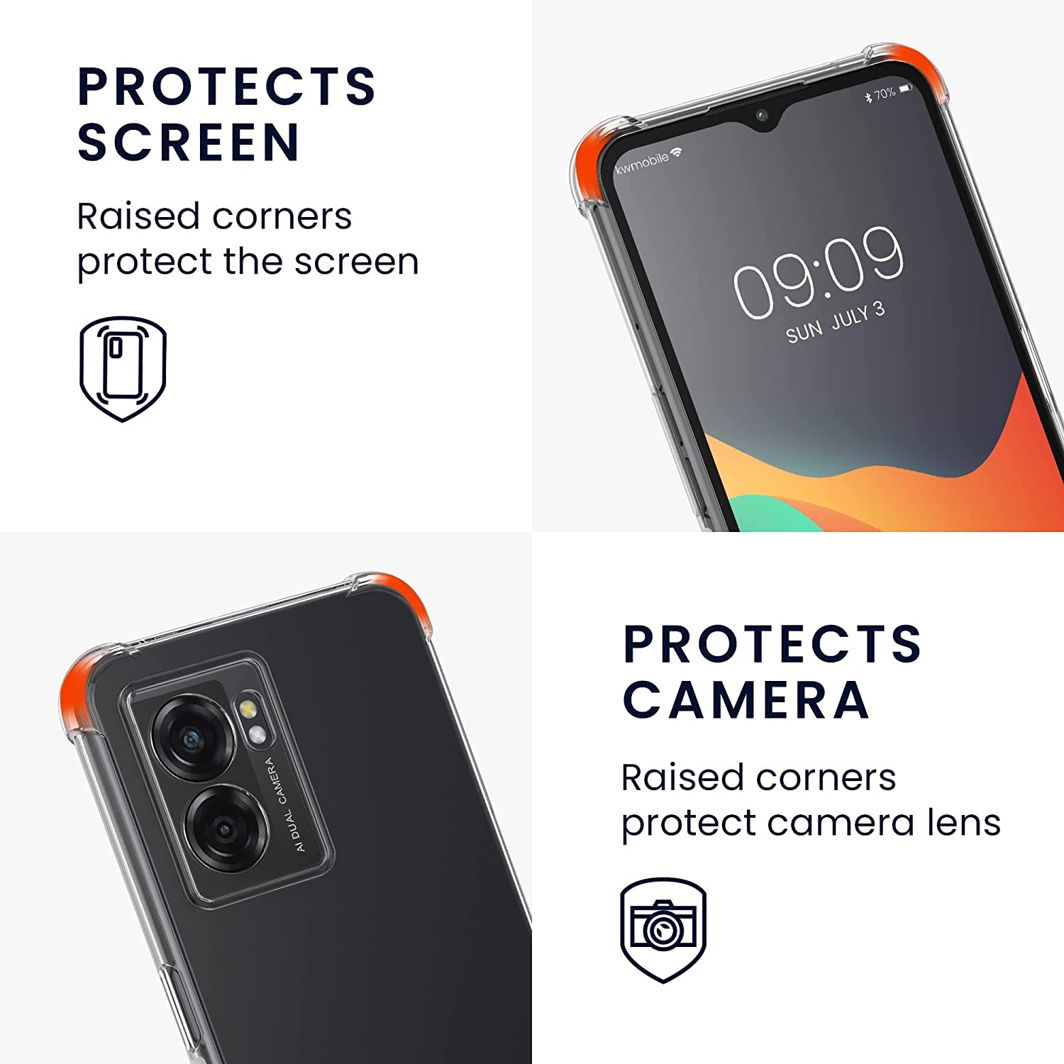 KWmobile Διάφανη Θήκη Σιλικόνης με Λουράκι Λαιμού - Oppo A77 5G - Transparent / Black (59896.01)