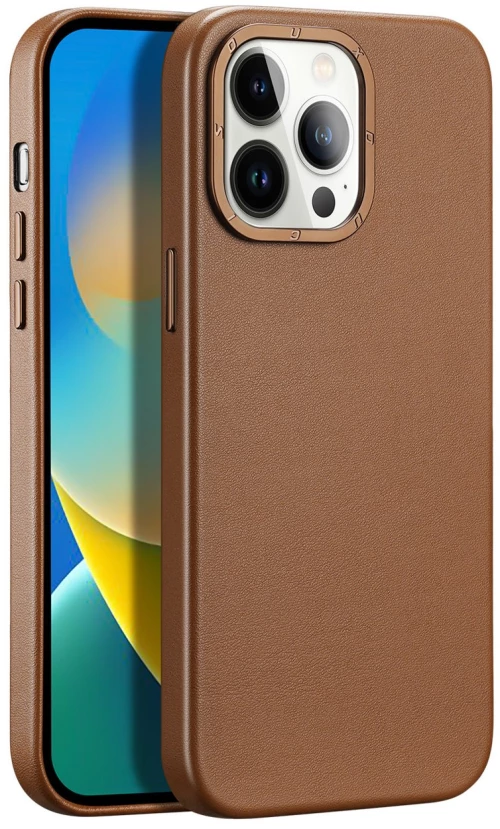 Duxducis Grit Elegant PU Leather - Σκληρή Θήκη MagSafe Apple iPhone 14 Pro Max - Brown (6934913035016)