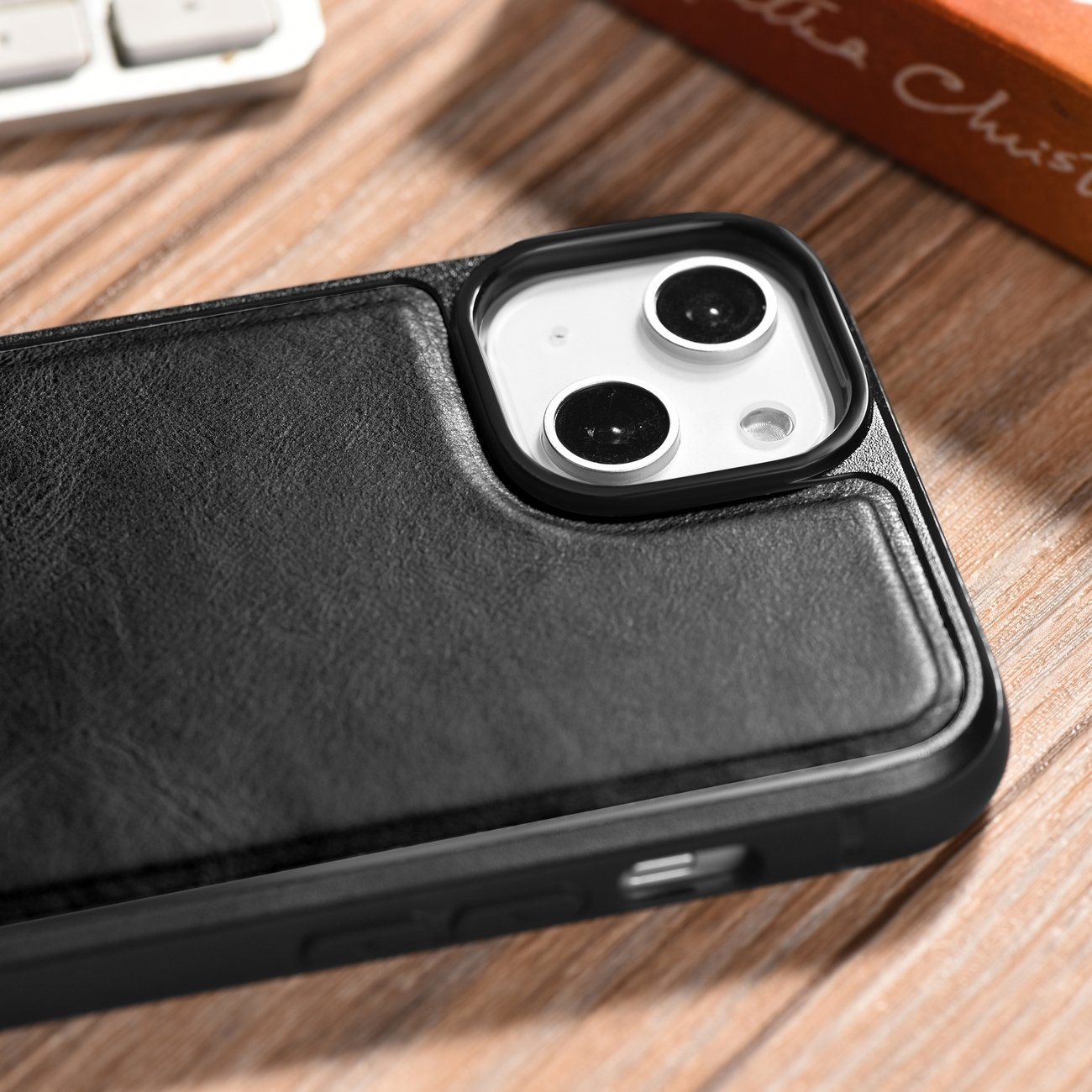 iCarer Oil Wax Leather Cover - Δερμάτινη Θήκη με TPU Bumper - Apple iPhone 14 Plus - Black (WMI14220719-BK)