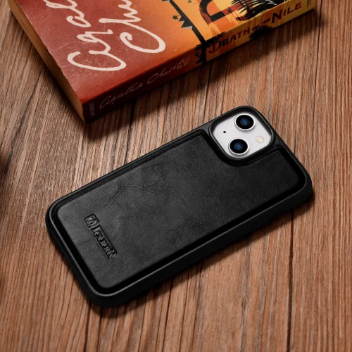 iCarer Oil Wax Leather Cover - Δερμάτινη Θήκη με TPU Bumper - Apple iPhone 14 Plus - Black (WMI14220719-BK)