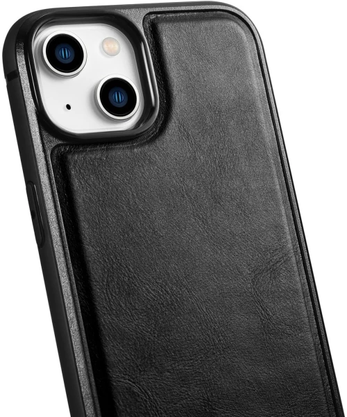 iCarer Oil Wax Leather Cover - Δερμάτινη Θήκη με TPU Bumper - Apple iPhone 14 Plus - Black (WMI14220719-BK)
