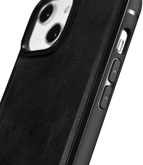iCarer Oil Wax Leather Cover - Δερμάτινη Θήκη με TPU Bumper - Apple iPhone 14 Plus - Black (WMI14220719-BK)