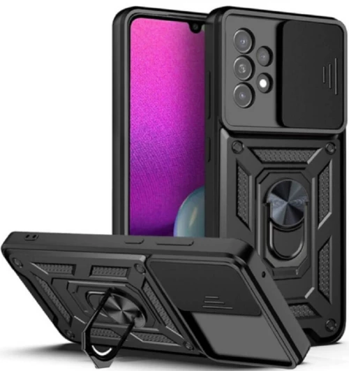 Bodycell Armor Slide - Ανθεκτική Θήκη Samsung Galaxy A33 5G με Κάλυμμα για την Κάμερα & Μεταλλικό Ring Holder - Black (5206015014321)