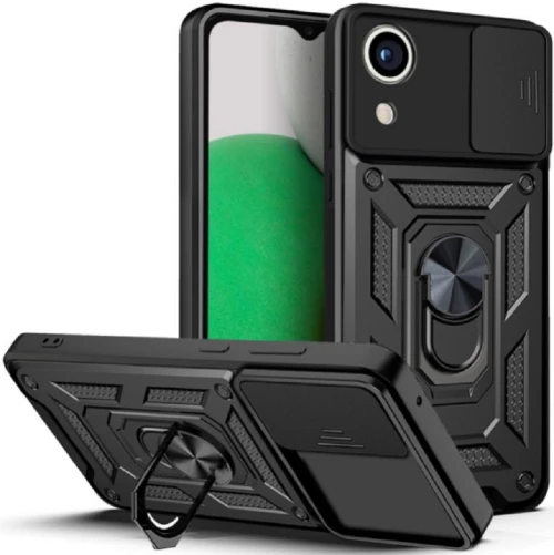 Bodycell Armor Slide - Ανθεκτική Θήκη Samsung Galaxy A03 Core με Κάλυμμα για την Κάμερα & Μεταλλικό Ring Holder - Black (5206015010156)