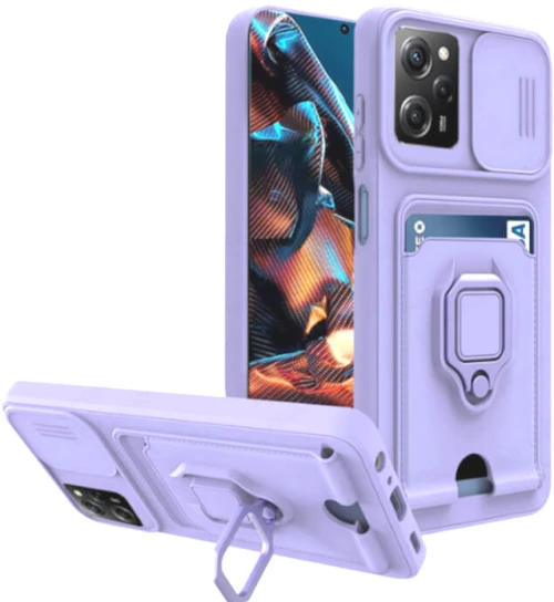 Bodycell Multifunction - Ανθεκτική Θήκη Xiaomi Redmi Note 12 Pro 5G / Poco X5 Pro με Λουράκι Λαιμού / Κάλυμμα Κάμερας / Ring Holder / Υποδοχή Κάρτας - Purple (5206015015885)