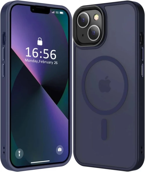 HappyCase Ημιδιάφανη Σκληρή Θήκη MagSafe - Apple iPhone 15 Plus - Matte Dark Blue (8719246412363)