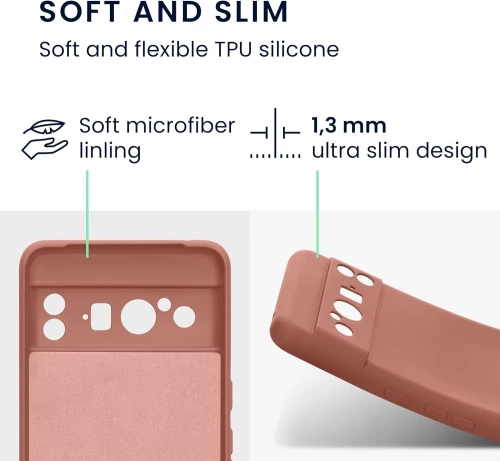 KWmobile Soft Slim Flexible Rubber Cover with Camera Protector - Θήκη Σιλικόνης Google Pixel 8 Pro με Πλαίσιο Κάμερας - Winter Rose (61860.193)